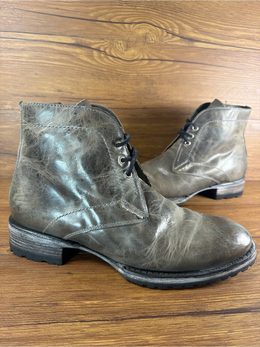 Freebird Knight Men’s Distressed Leather Boots Men’s Size 11 Lace Up Shoes Gray